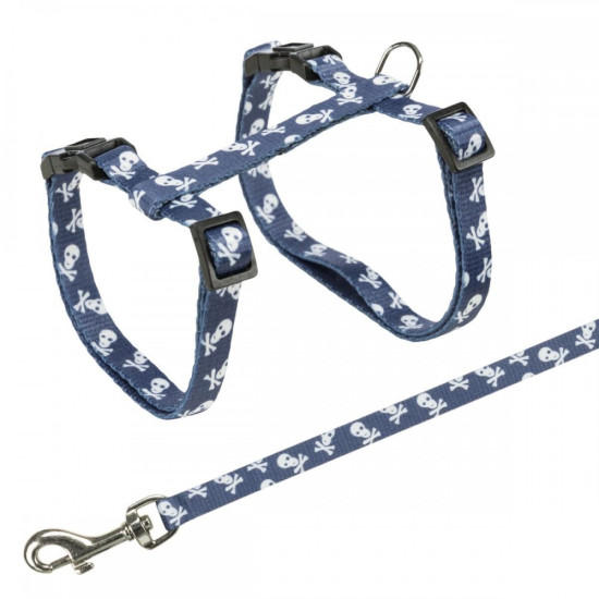 Шлейка з повідцем Trixie для котів Skull нейлон 27-45 cм/10 мм