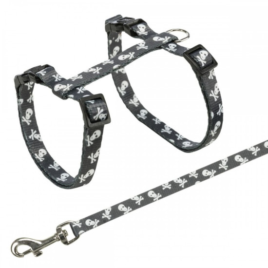 Шлейка з повідцем Trixie для котів Skull нейлон 27-45 cм/10 мм