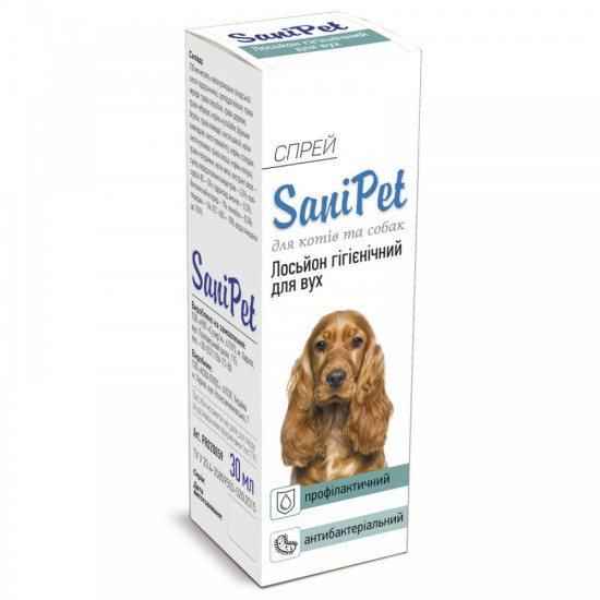 Лосьйон Provet SANIPET спрей для котів та собак для догляду за вухами 30 мл