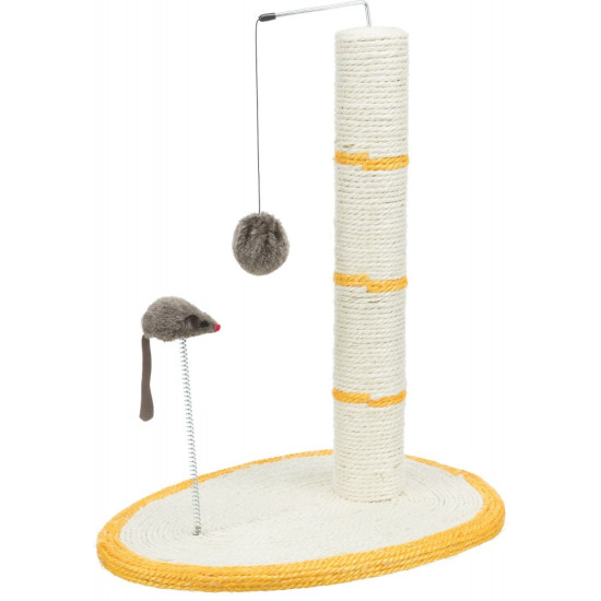 Дряпка-стовпчик Trixie для котів з іграшкою на мотузці та мишкою на пружині сизаль/плюш 40х30х50 см