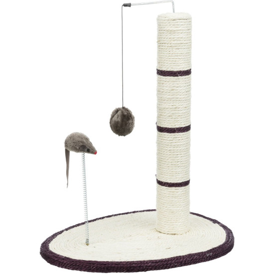 Дряпка-стовпчик Trixie для котів з іграшкою на мотузці та мишкою на пружині сизаль/плюш 40х30х50 см