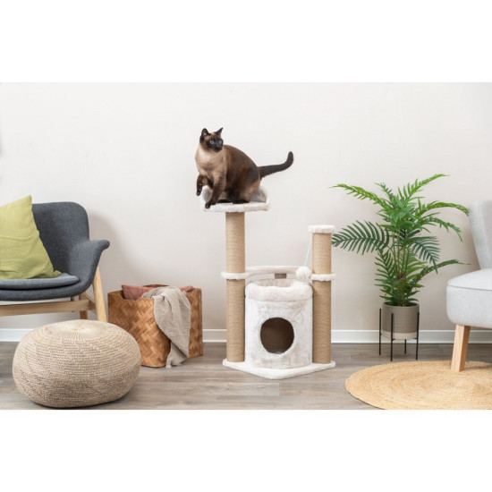 Дряпка-комплекс Trixie Nayra для котів з іграшкою джут/плюш бежева 40х40х83 см