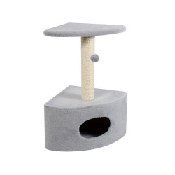 Дряпка Природа Д11у для котів кутова з будкою сіра 39x39x65 см