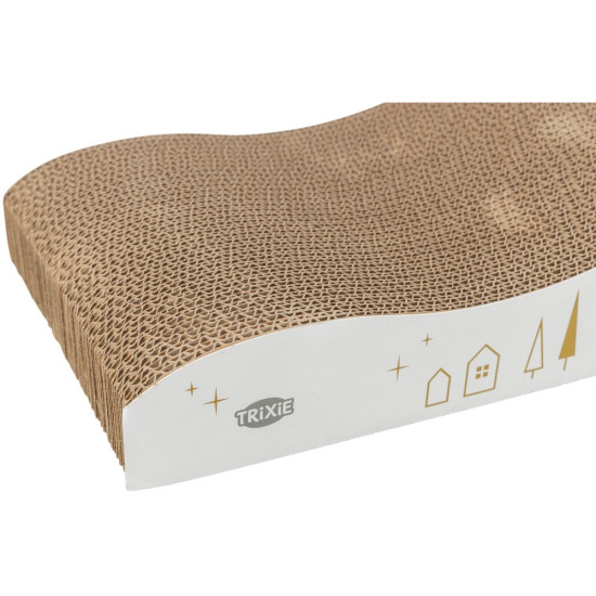 Дряпка-хвиля Trixie для котів Різдвяна картонна біло-золота 43,5х8х20 см