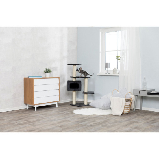 Дряпка-комплекс Trixie Palamos для котів з іграшкою на мотузці сизаль/плюш чорна 39х39х109 см