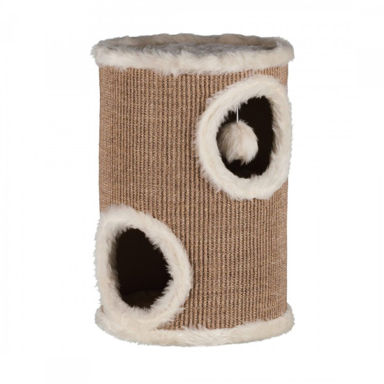 Дряпка Trixie для котів Edoardo з будиночком та іграшкою на мотузці сизаль/плюш бежева 33х50 см