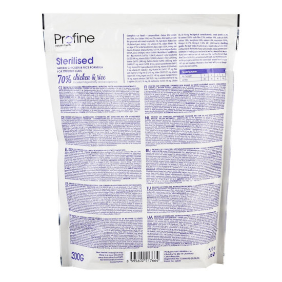 Корм сухий Profine Cat Sterilised для стерилізованих та кастрованих котів з куркою та рисом 300 г