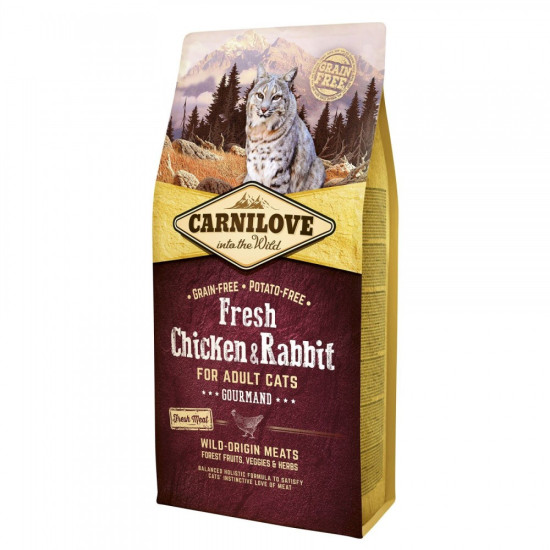 Корм сухий Carnilove Fresh Chicken and Rabbit for Adult cats для дорослих котів з куркою та кроликом 6 кг