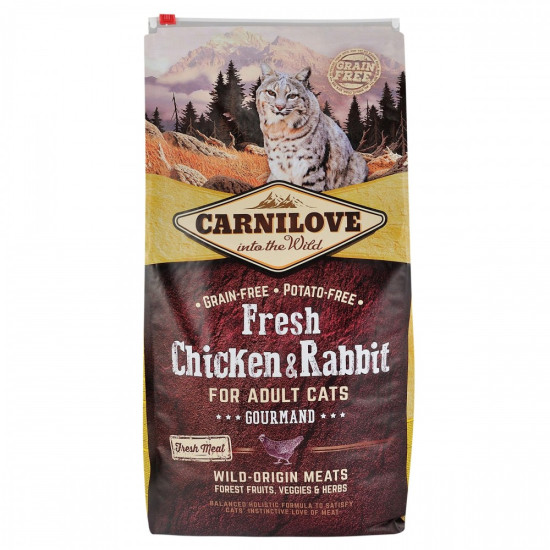 Корм сухий Carnilove Fresh Chicken and Rabbit for Adult cats для дорослих котів з куркою та кроликом 6 кг