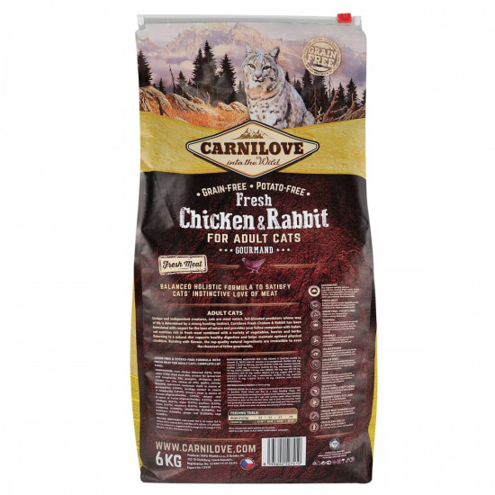 Корм сухий Carnilove Fresh Chicken and Rabbit for Adult cats для дорослих котів з куркою та кроликом 6 кг