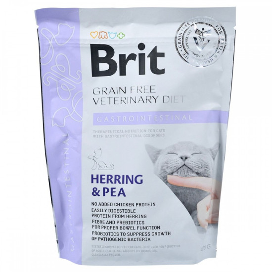 Корм сухий Brit Grain Free VetDiet Cat Gastrointestinal для котів з порушеним травленням з оселедцем лососем яйцем та горохо