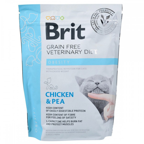 Корм сухий Brit Grain Free VetDiet Cat Obesity для котів з зайвою вагою та ожирінням з куркою та горохом 400 г