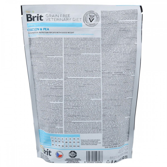 Корм сухий Brit Grain Free VetDiet Cat Obesity для котів з зайвою вагою та ожирінням з куркою та горохом 400 г