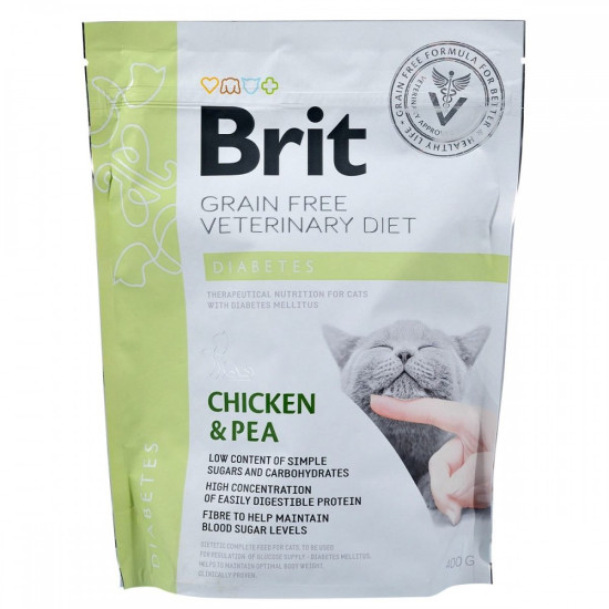 Корм сухий Brit Grain Free VetDiet Cat Diabetes для котів з цукровим діабетом беззерновий з куркою та горохом 400 г