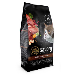Корм сухий Savory Adult Cat Sensitive Digestion Fresh Lamb and Turkey для дорослих котів з чутливим травленням з ягнятиною т