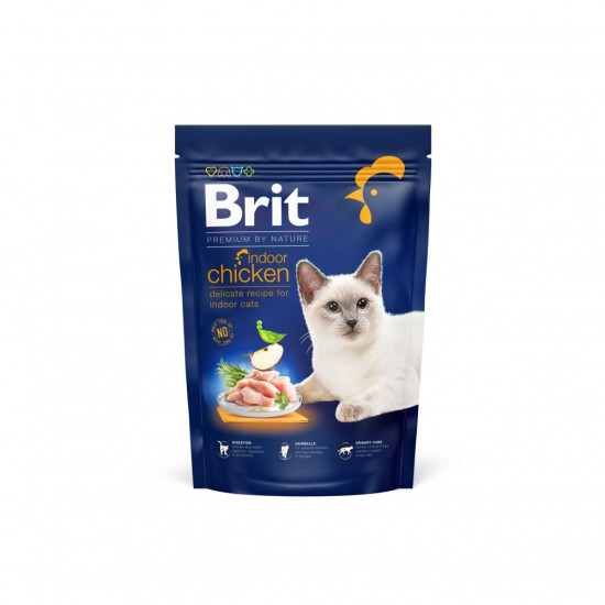 Корм сухий Brit Premium Cat by Nature Indoor для дорослих домашніх котів з куркою 800 г