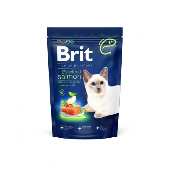Корм сухий Brit Premium by Nature Cat Sterilized Salmon для стерилізованих котів з лососем 1,5 кг
