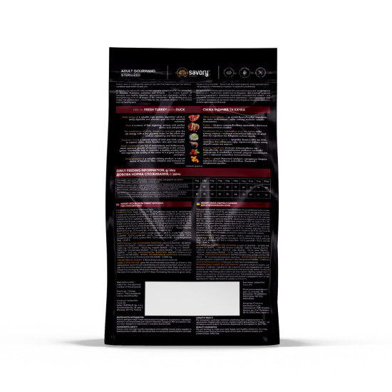 Корм сухий Savory Adult Cat Steril Fresh Turkey with Duck для стерилізованих котів з індичкою та качкою 2 кг