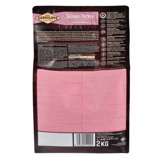 Корм сухий Carnilove Cat Kitten для кошенят з лососем та індичкою 2 кг