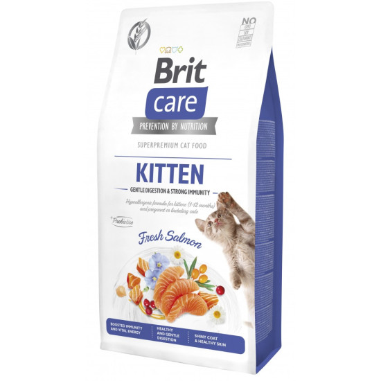 Корм сухий Brit Care Cat Grain Free Kitten Gentle Digestion Strong Immunity для кошенят для міцного імунітету з лососем 7 кг