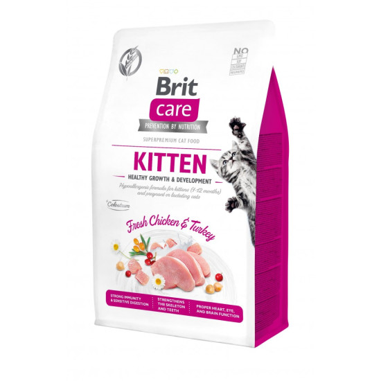 НАБІР Корм сухий Brit Care GF Kitten Healthy Growth and Development д/кошенят курка та індичка 2 кг + 400 г