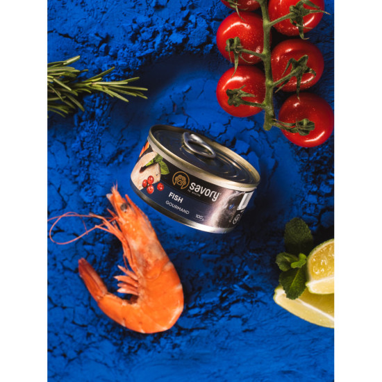Корм вологий Savory Cat Can Adult Fish консерви для вибагливих котів з рибою 100 г