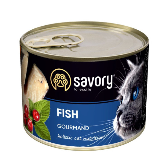 Корм вологий Savory Cat Can Adult Fish консерви для вибагливих котів з рибою 200 г