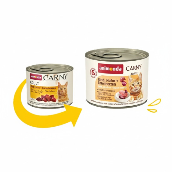 Корм вологий Carny Adult Beef Chicken Duck hearts консервований для дорослих котів з яловичиною куркою і качиними серцями 20
