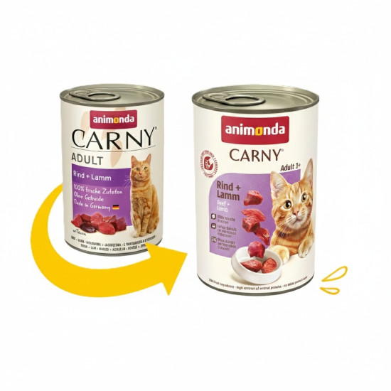 Корм вологий Carny Adult Beef Lamb для дорослих котів з яловичиною та ягням 400 г