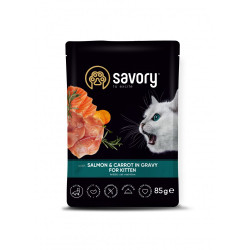 Корм вологий Savory Kitten Pouch Salmon and Carrot in Gravy для кошенят з лососем та морквою у соусі 85 г