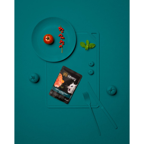 Корм вологий Savory Kitten Pouch Salmon and Carrot in Gravy для кошенят з лососем та морквою у соусі 85 г