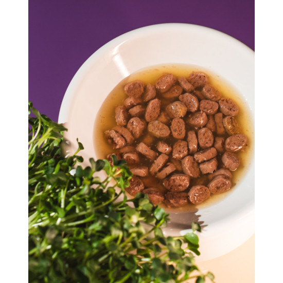 Корм вологий HalfHalf для стерилізованих котів шматочки з тунцем у соусі у формі пауча 100г