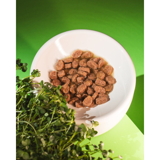 Корм вологий HalfHalf для стерилізованих котів шматочки з індичкою в желе у формі пауча 100г