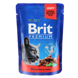 Корм вологий Brit Premium Cat Beef Stew and Peas pouch для котів з тушеною яловичиною та горошком 100 г