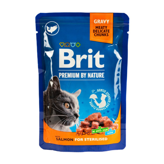 Корм вологий Brit Premium Salmon for Sterilised д/стерилізованих котів лосось 100 г