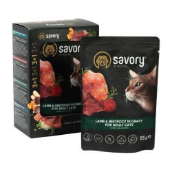 Набір паучів Savory Adult Cats with Lamb and Beetrot in Gravy 3+1