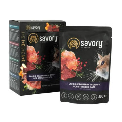 Набір паучів Savory Sterilised Cats with Lamb and Cranberries in Gravy 3+1