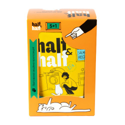 Набір паучів HalfHalf д/дорослих котів лосось/желе 5+1