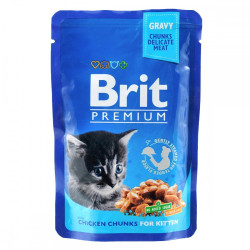 Корм вологий Brit Premium Cat Kitten Chicken Chunks pouch для кошенят з куркою 100 г