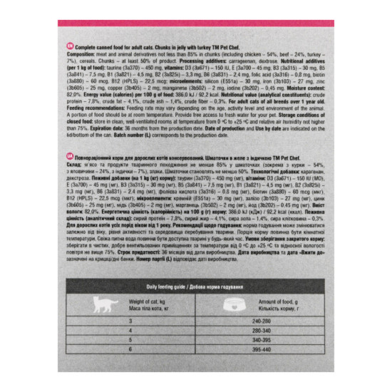 Вологий корм для котів Pet Chef шматочки в желе з індичкою 200г