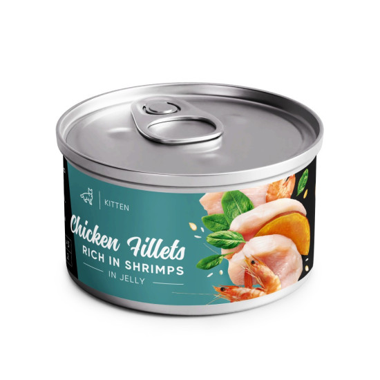 Корм вологий Savory Chicken Fillets rich in Shrimps in Jelly for Kittens філе курки з креветками в желе для кошенят, 70 г