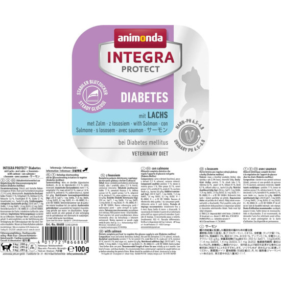 Корм ветеринарний вологий Integra Protect Diabetes with Salmon для котів при діабеті з лососем алю трай 100г