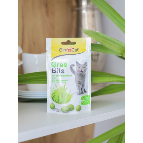 Ласощі GimCat GrasBits для котів таблетки з травою 65 шт/40 г