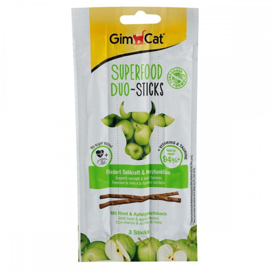 Ласощі GimCat Superfood Duo-Sticks для котів палички з яловичиною та яблуками 3 шт