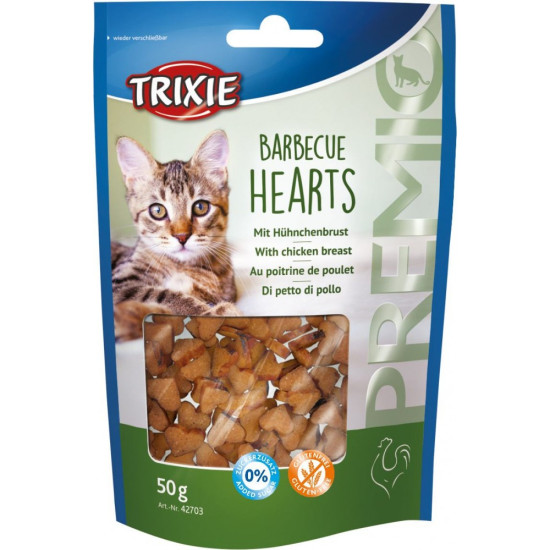 Ласощі Trixie Premio Barbecue Hearts with Chicken Breast для котів сердечка з куркою 50 г