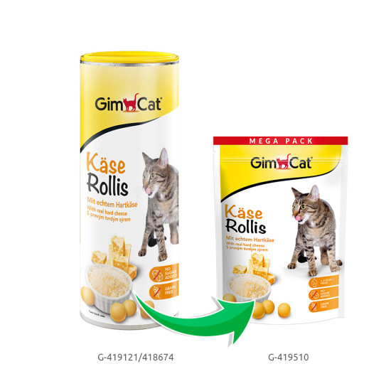 Вітамінізовані таблетки GimCat Kase Rollis для котів усіх порід сирні кульки 425г пауч