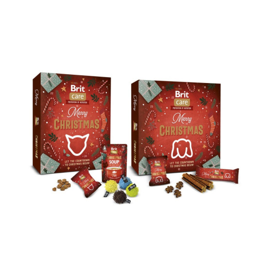 Адвент-календар Brit Care Advent Calendar Christmas для котів асорті ласощі 22 шт, суп 1 шт, іграшка 1 шт