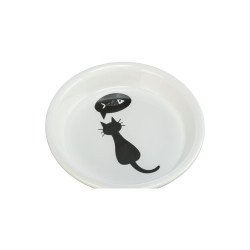 Миска Trixie для котів біла з чорним котиком керамічна 250 мл d-13 см