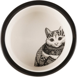 Миска Trixie для котів Zentangle керамічна чорно-біла 12 см 0,3 л