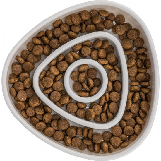 Миска Trixie для котів Повільне годування сіра пластикова 350 мл 15х15 см